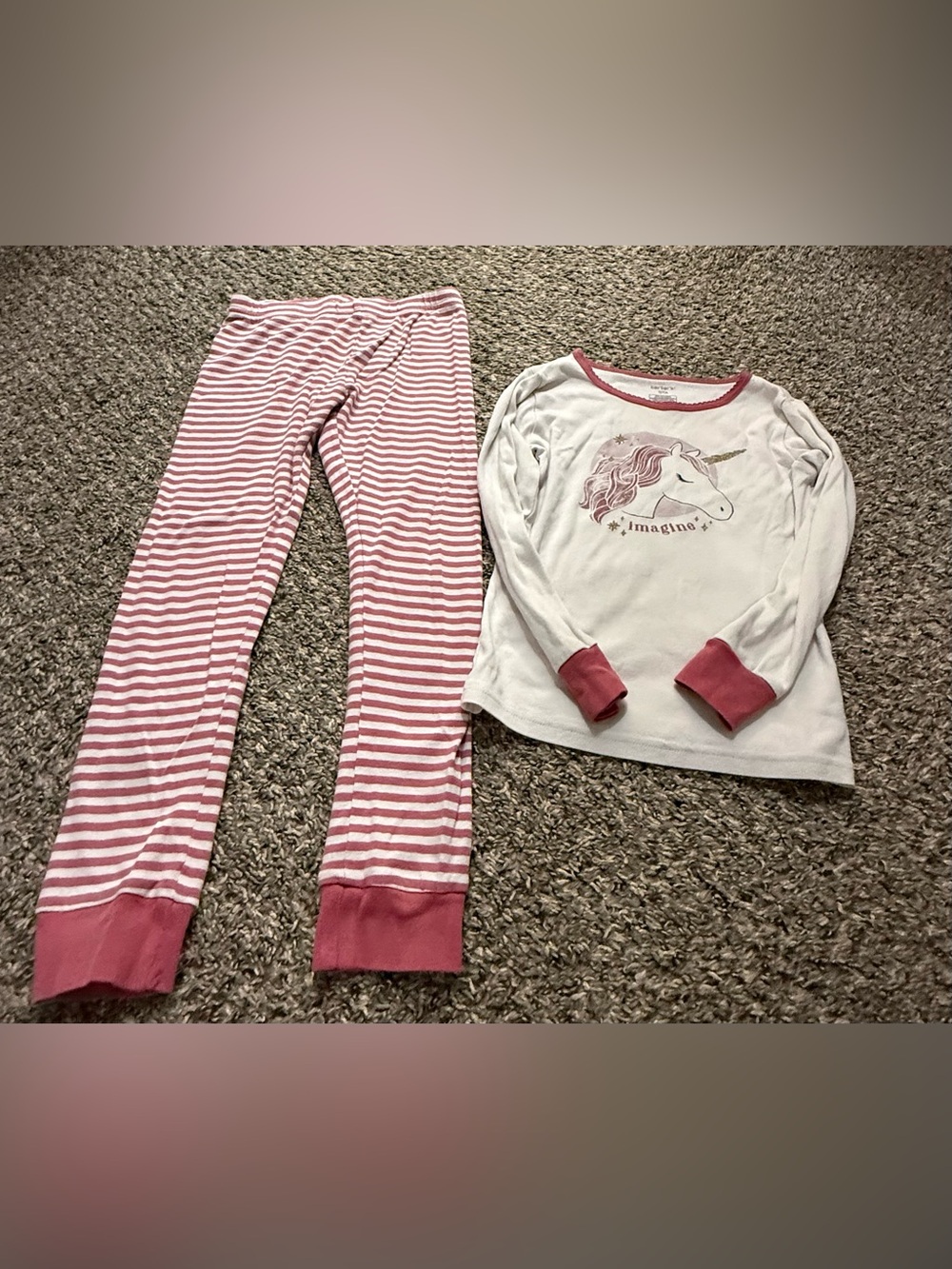 Carters long sleeve Pink Striped Unicorn Pajama Set